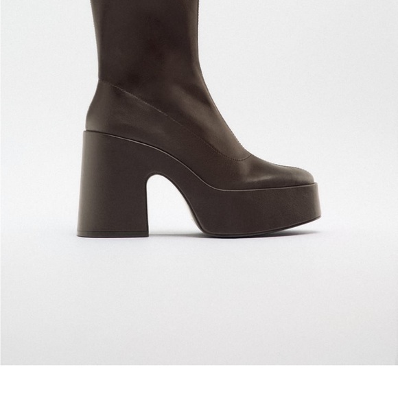Zara NWT black platform boots Sz 8 - Picture 8 of 9
